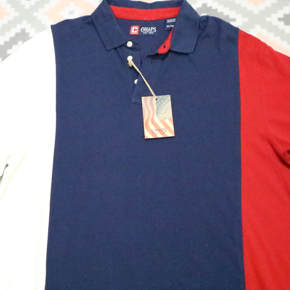 Chaps Other - NWT CHAPS Red White and Blue Color Block Polo Sz XL